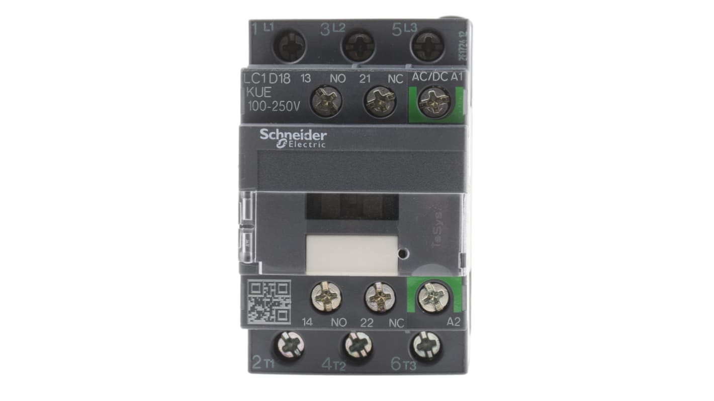 Contattore Schneider Electric, serie LC1D, 3 poli, 3 NO, 18 A, 7,5 kW, bobina 230 V ca