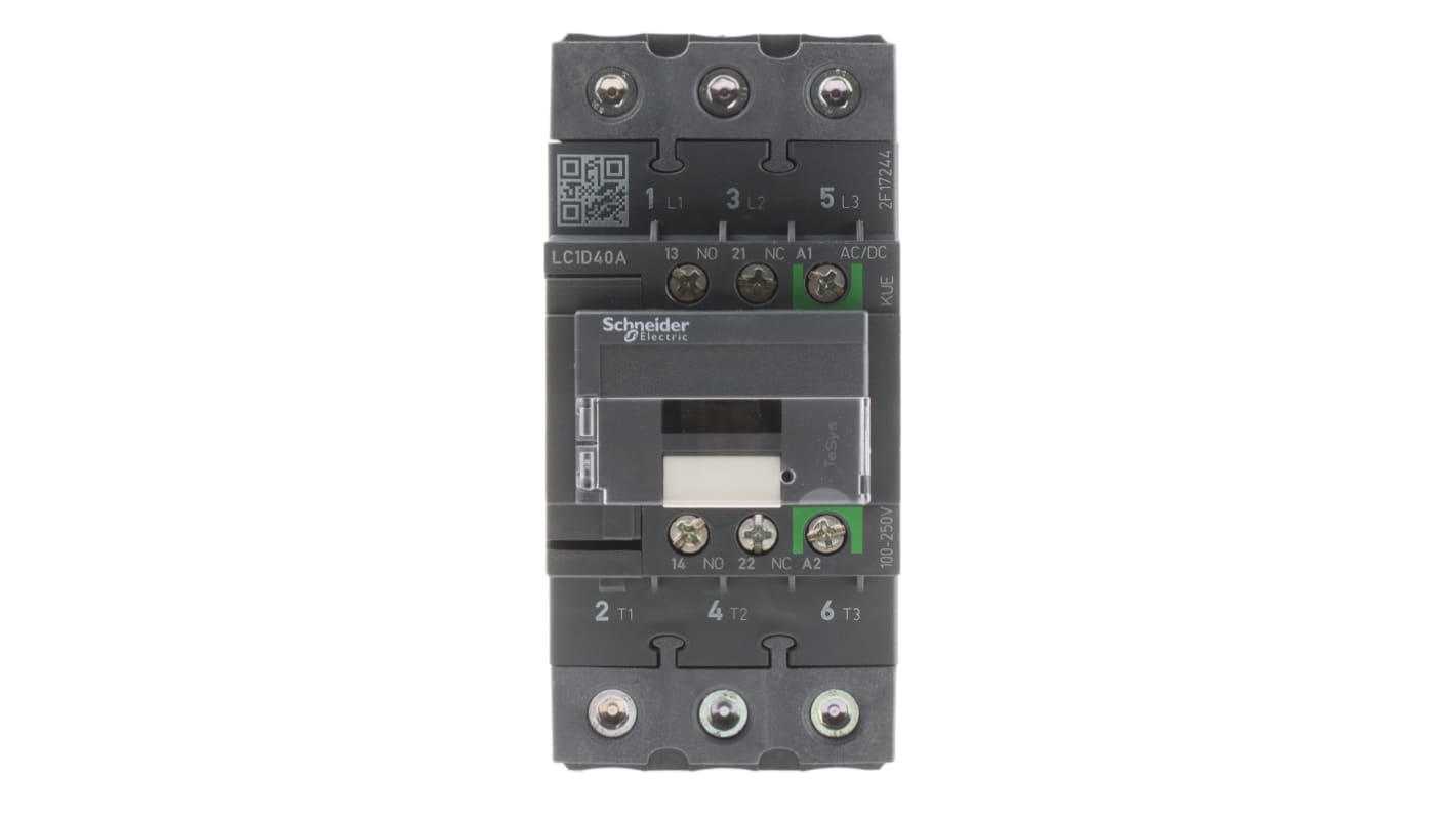 Contattore Schneider Electric, serie LC1D, 3 poli, 3 NO, 40 A, 18,5 kW, bobina 230 V ca