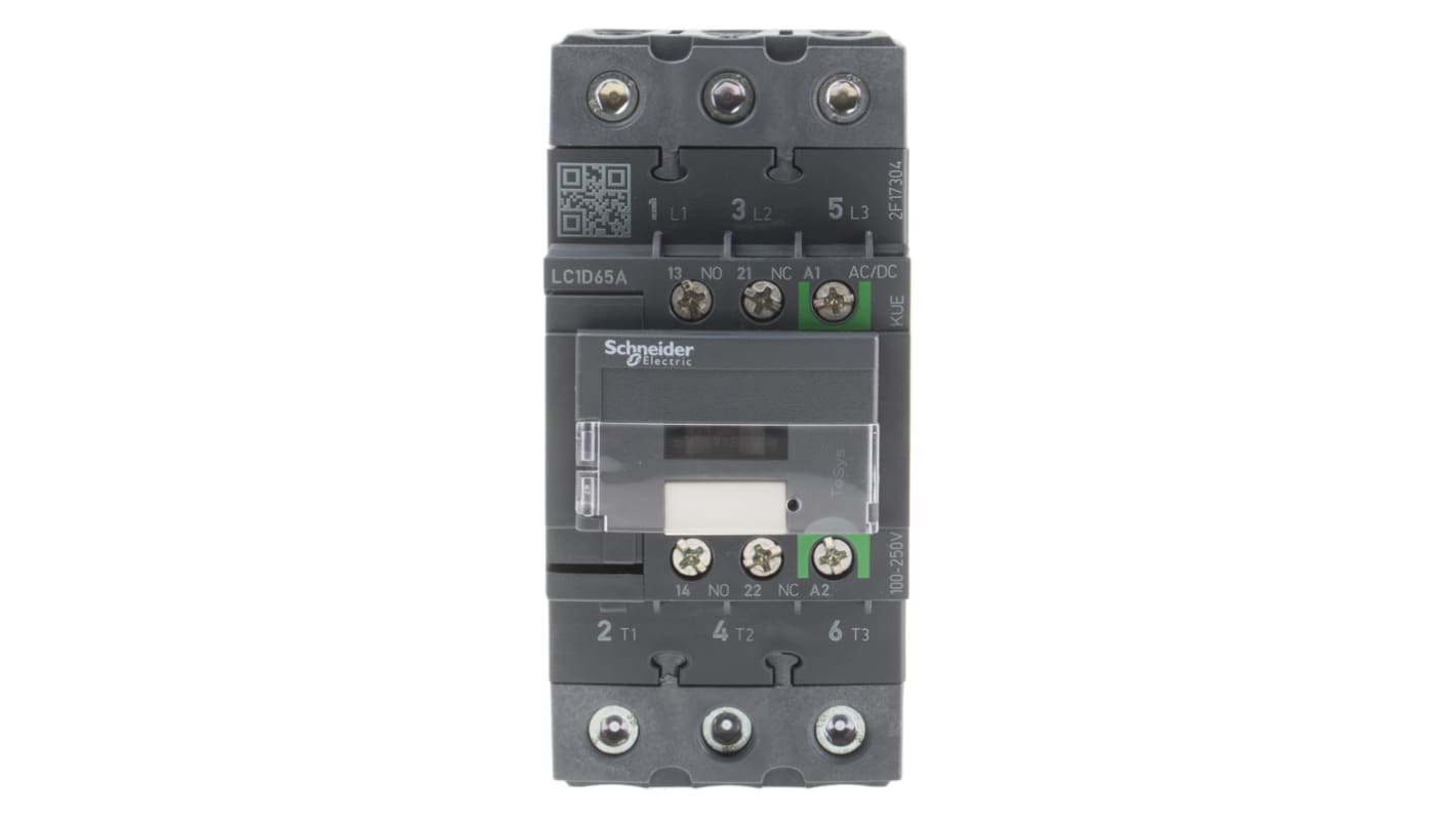 Schneider Electric LC1D Series Contactor, 230 V ac Coil, 3-Pole, 65 A, 30 kW, 3NO, 690 V ac