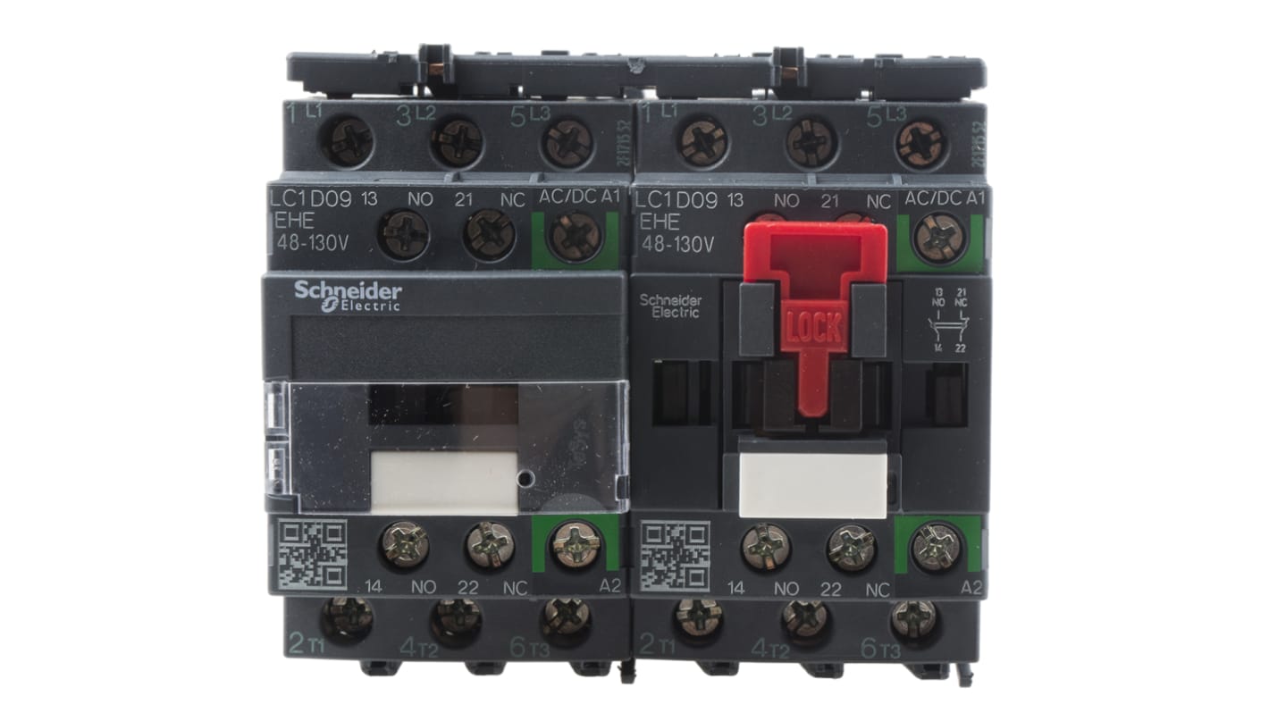 Schneider Electric LC2D Series Reversing Contactor, 110 V ac/dc Coil, 3-Pole, 9 A, 5.5 kW, 3NO, 690 V ac