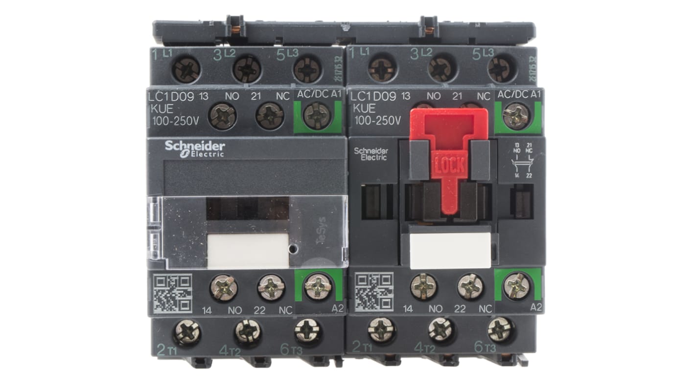 Schneider Electric LC2D Series Reversing Contactor, 230 V ac Coil, 3-Pole, 9 A, 5.5 kW, 3NO, 690 V ac