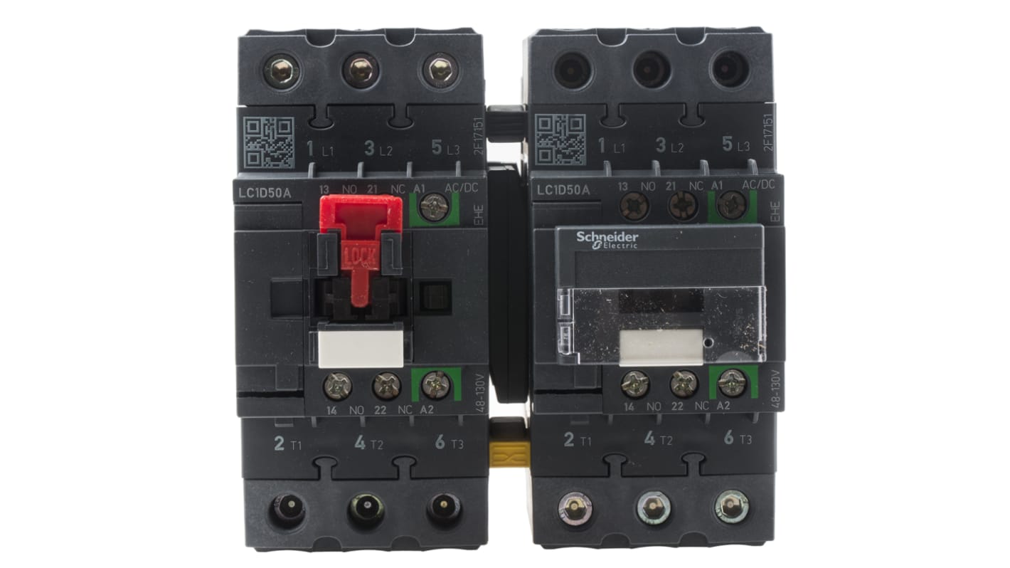 Schneider Electric TeSys D LC2D Wendeschütz / 110 V ac/dc Spule, 3 -polig 3 Schließer, 690 V ac / 50 A, Umkehrend