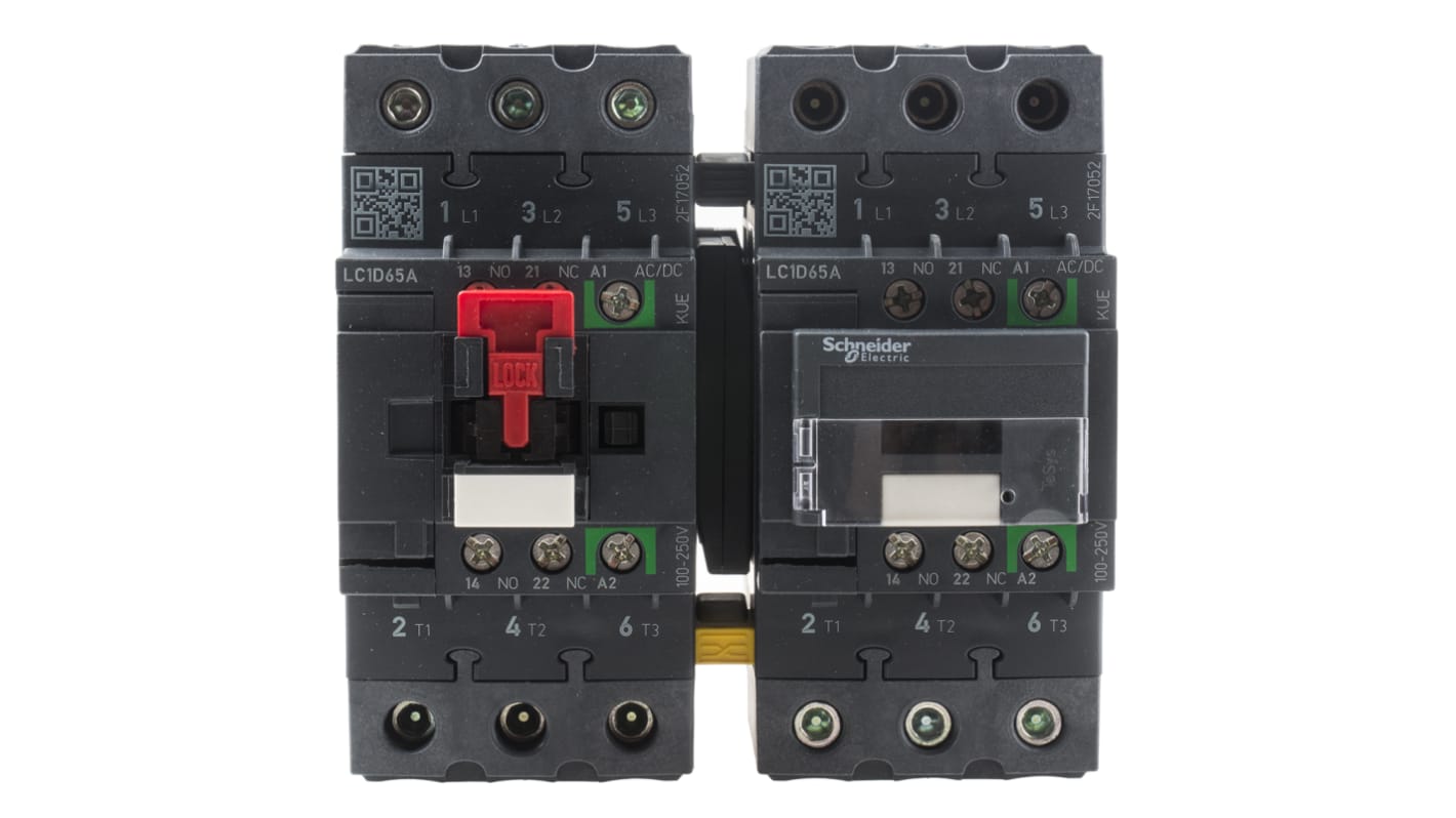 Schneider Electric LC2D Series Reversing Contactor, 230 V ac Coil, 3-Pole, 65 A, 30 kW, 3NO, 690 V ac