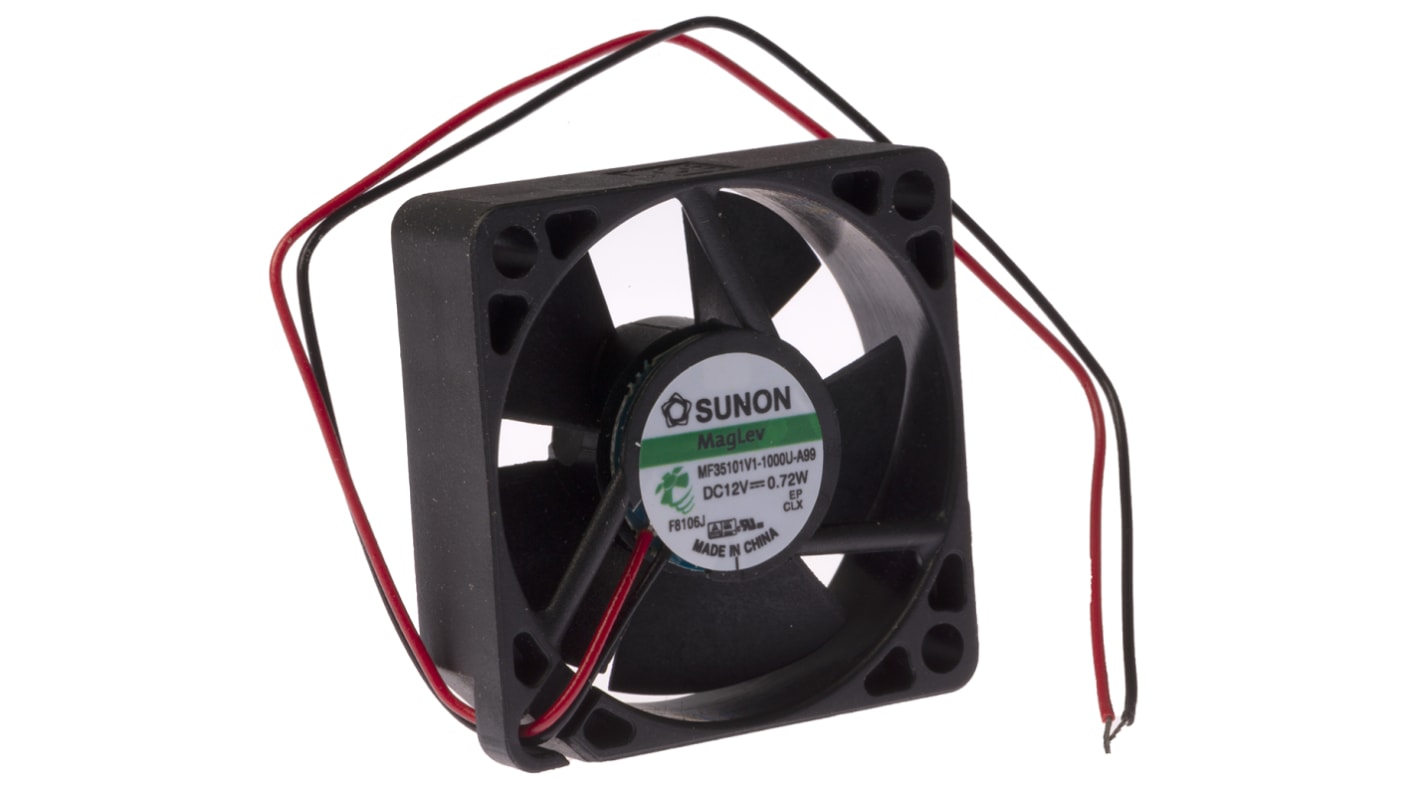 Sunon M Series Axial Fan, 12 V dc, DC Operation, 12.2m³/h, 720mW, 60mA Max, 35 x 35 x 10mm