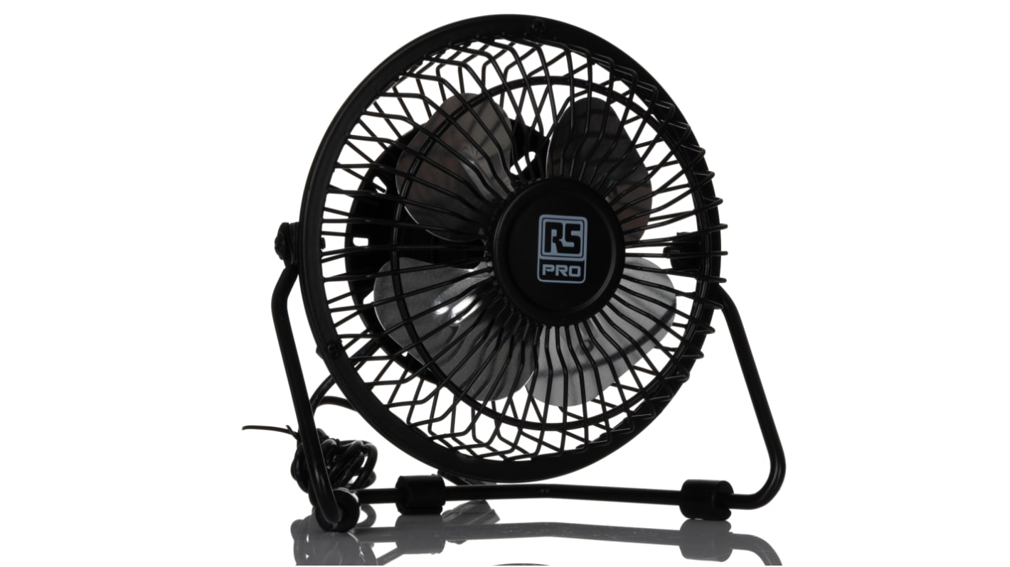 RS PRO Desk Fan 100mm blade diameter 1 speed 5 V dc with plug: USB
