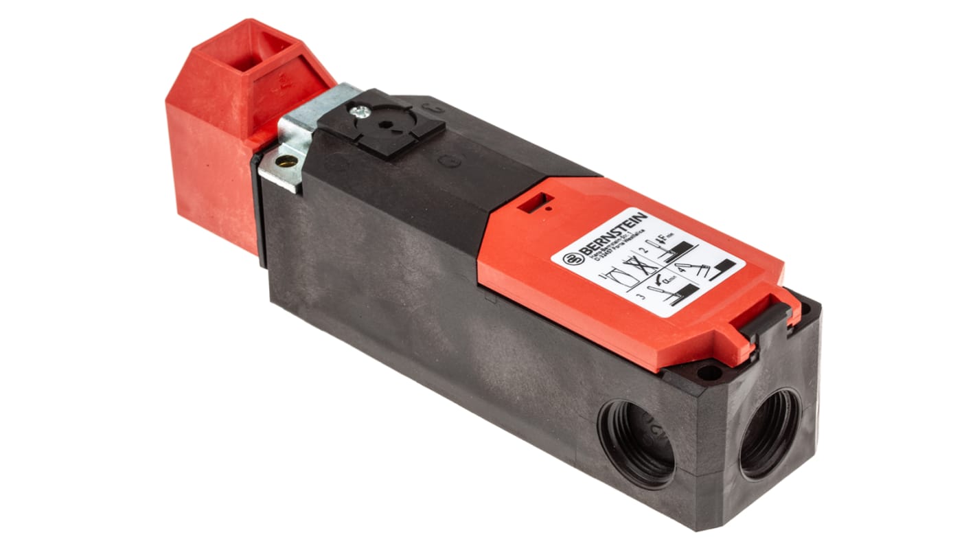 Interruptor de bloqueo por solenoide Bernstein AG SLK, 24V ac/dc, cont. aux. 1NA/1NC, Alimentar para desbloquear, IP67