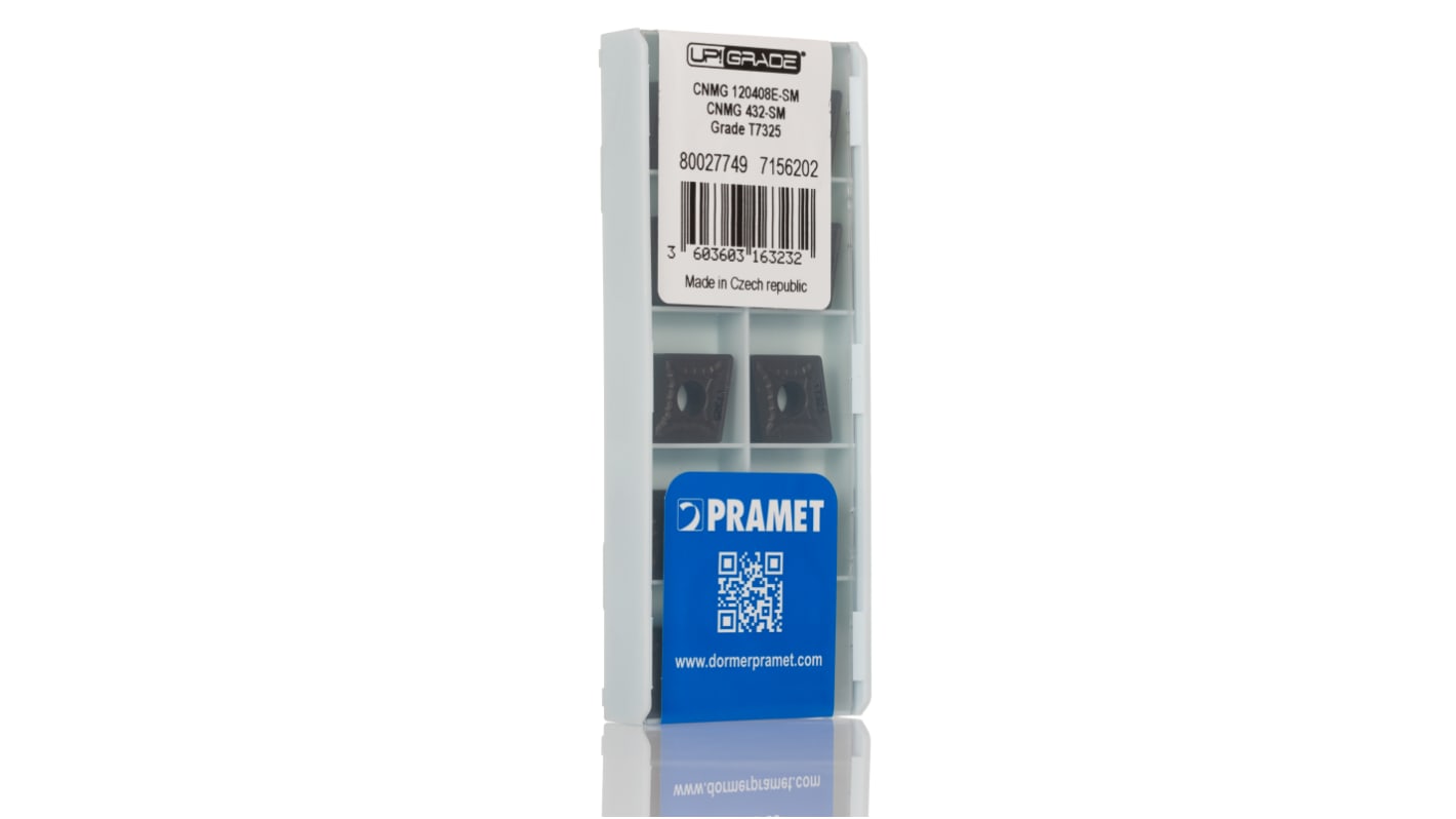 Plaquita de torno Pramet, serie CNMG, ángulo de aproximación 95°, para usar con DCLNR 12, long. 12.9mm, alt. 4.76mm