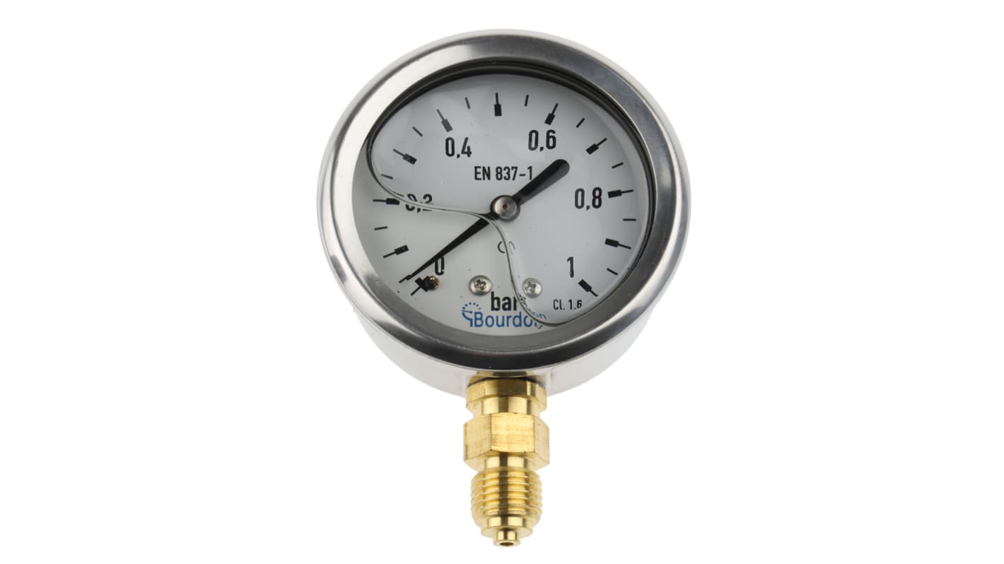 Bourdon G 1/4 Analogue Pressure Gauge 1bar Bottom Entry, MIT3-D22.B15, 0bar min.