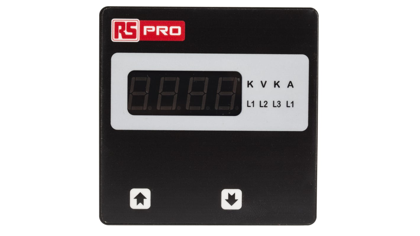 Voltímetro digital AC RS PRO, con display LED, 4 dígitos, precisión ±0,5 + 1 dígito %, dim. 92mm x 92mm