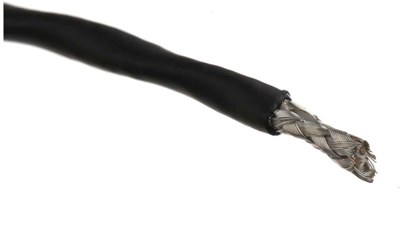 TE Connectivity 100E Steuerkabel, 2-adrig x 0,5 mm² Schwarz, 100m, 20 AWG, Geflecht, Folie