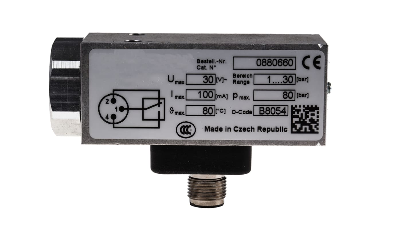 Interrupteur de pression RS PRO, 30 bar max, M12 x 1