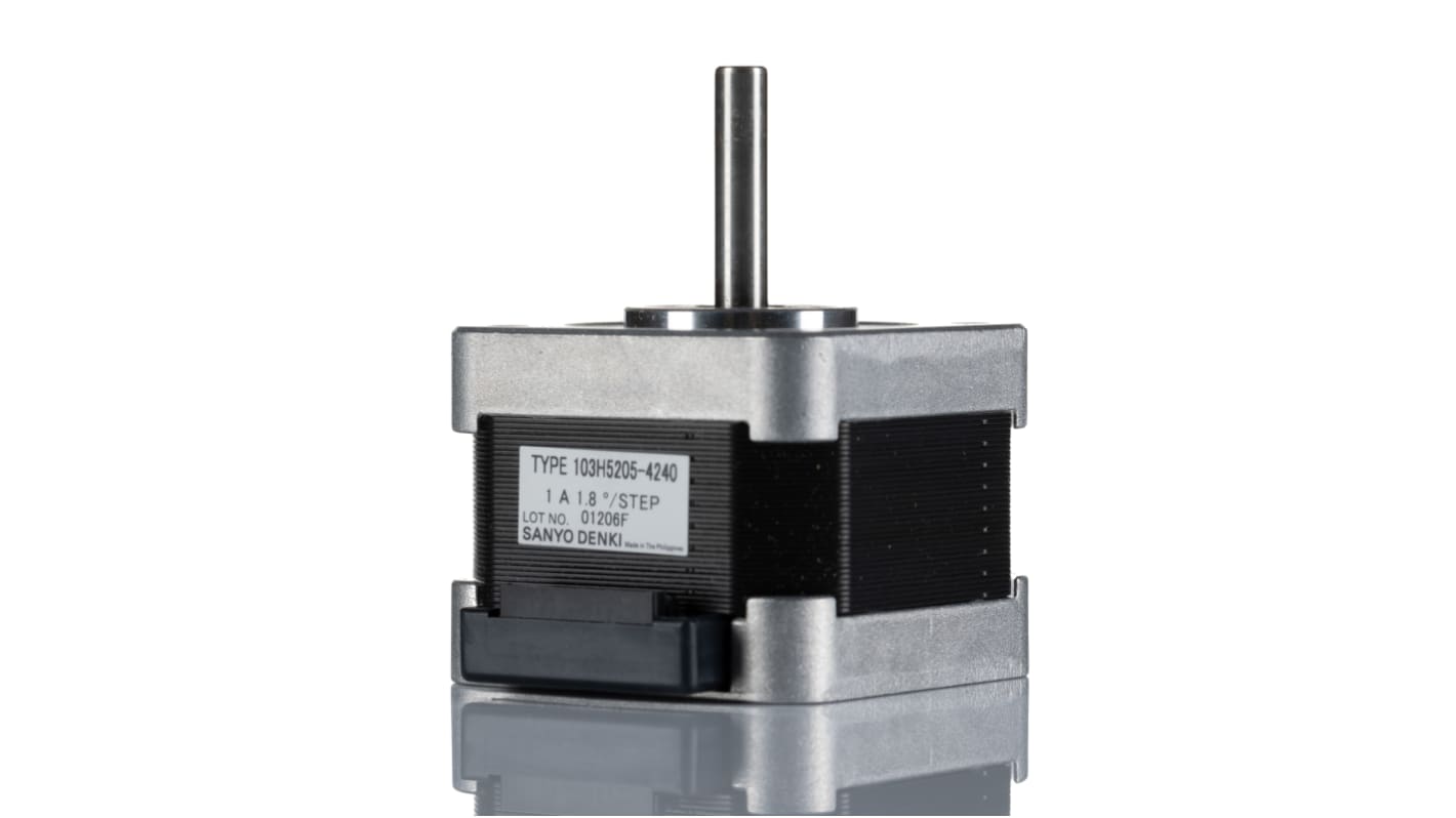 Motore passo passo Ibrido, Albero singolo Sanyo Denki, coppia 0.265Nm, ang. 1.8°, 24 V,Ø asta 5mm