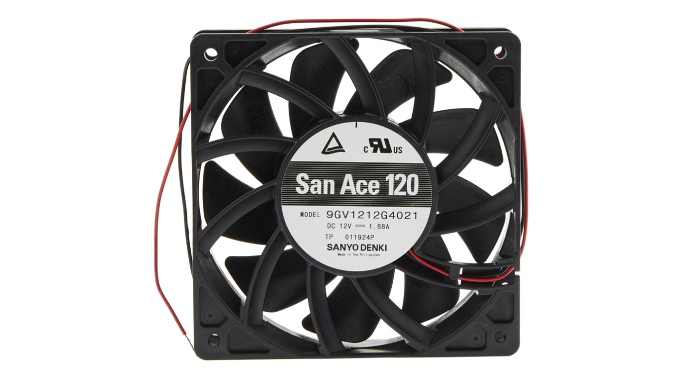 Ventilateur axial San Ace 9GV Sanyo Denki 12 V c.c., 289.8m³/h, 120 x 120 x 25mm, 20.16W