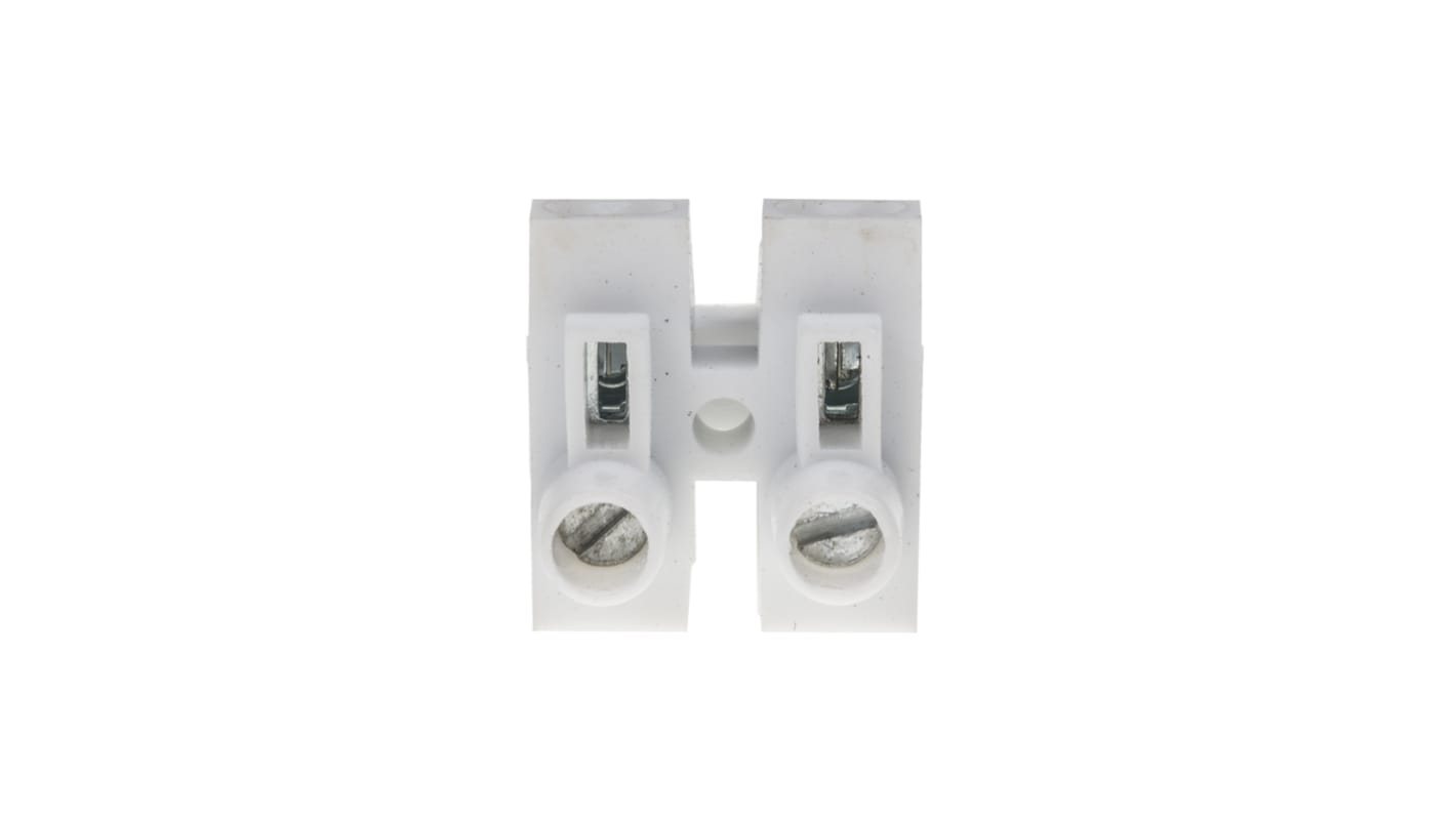 Conector de borne RS PRO de 2 vías, para cable de 14 AWG, 6A, 380 V, Encajado, de color Blanco