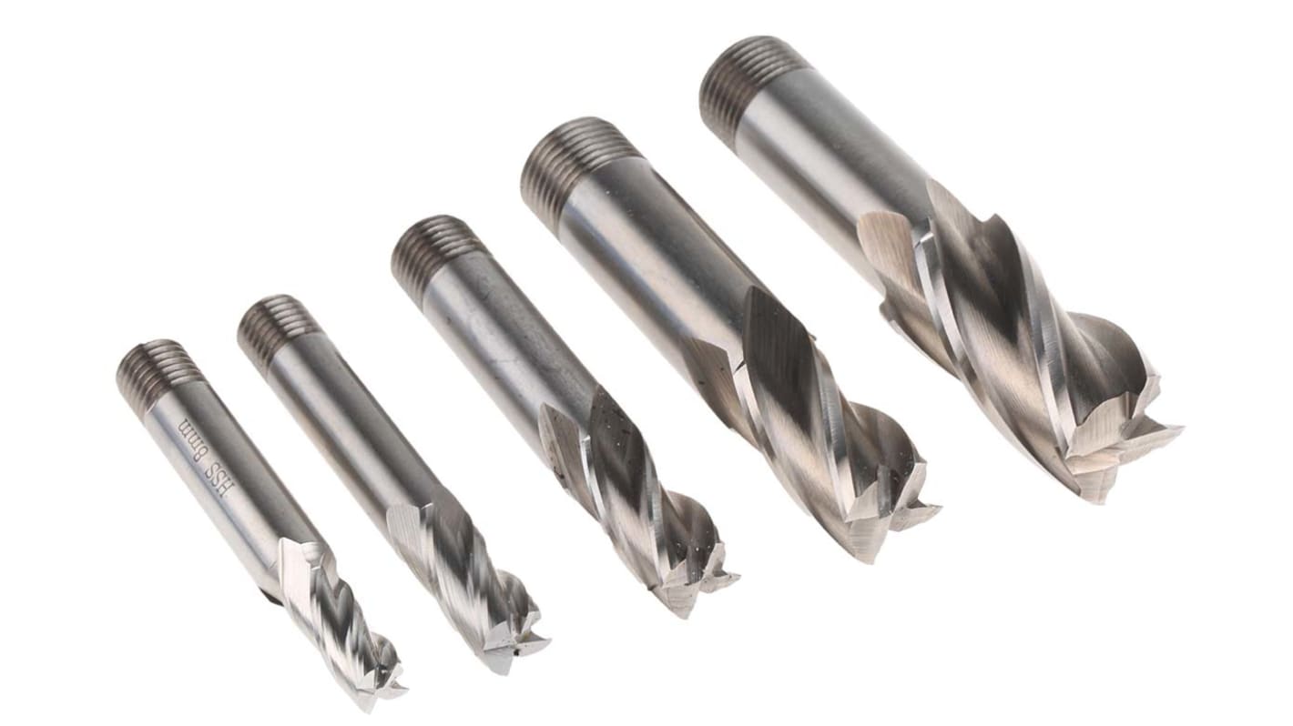 RS PRO End Mill, 8 mm, 10 mm, 12 mm, 16 mm, 20 mm Cutter, HSS