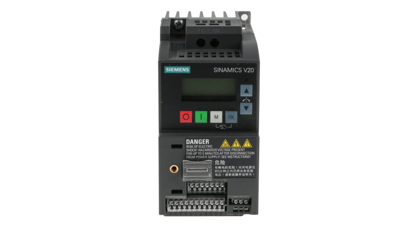 Siemens インバータ SINAMICS V20, 230 V ac 0.75 kW 6SL3210-5BB17-5UV1 ACモータ