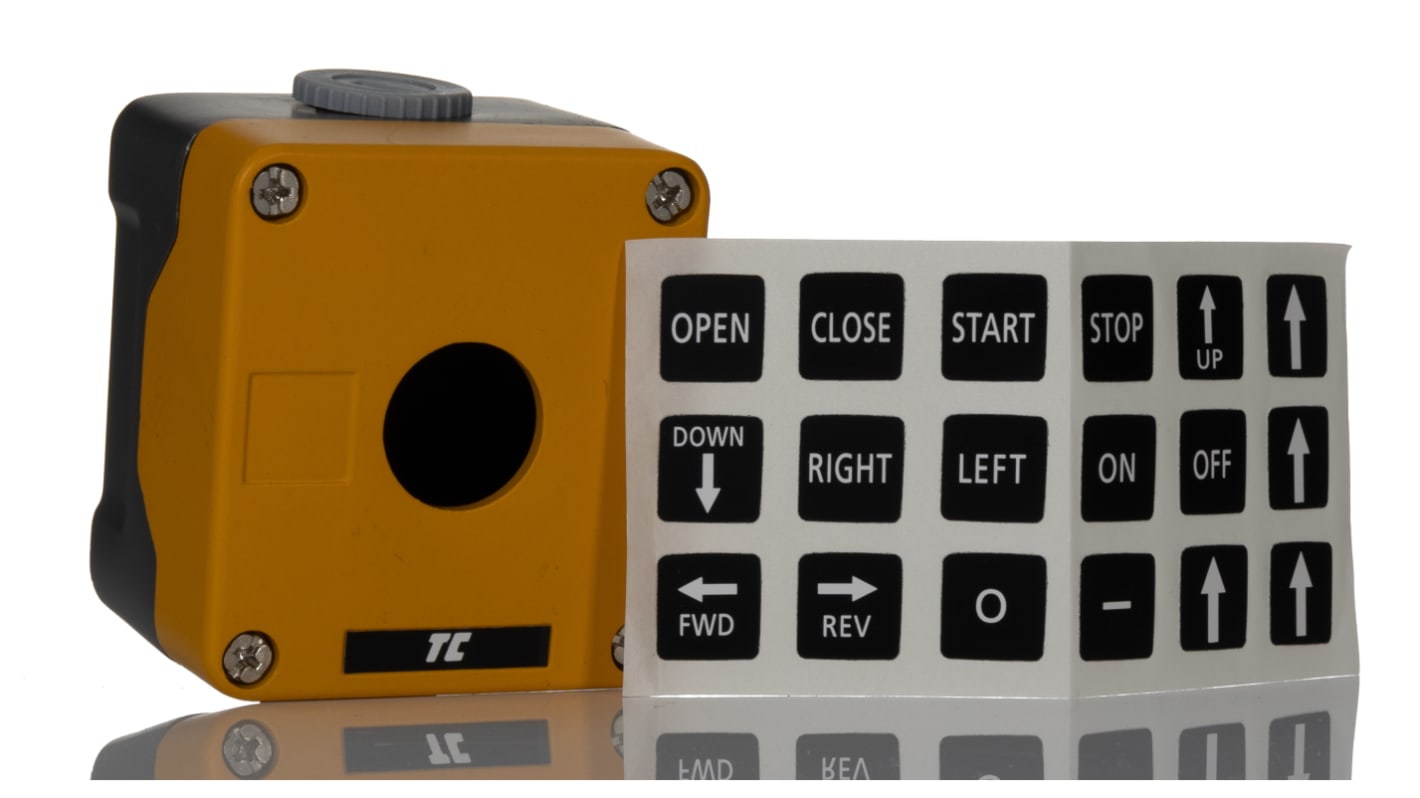 RS PRO Yellow Die Cast Aluminium Push Button Enclosure - 1 Hole 22mm Diameter