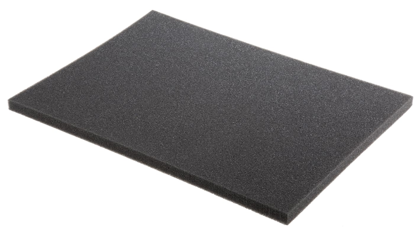 RS PRO F2 Schaumstoffeinlage Schwarz, Mittelfest Rechteckig, 390 x 290 x 16mm, für Stapelbare Werkzeugkästen aus ABS,