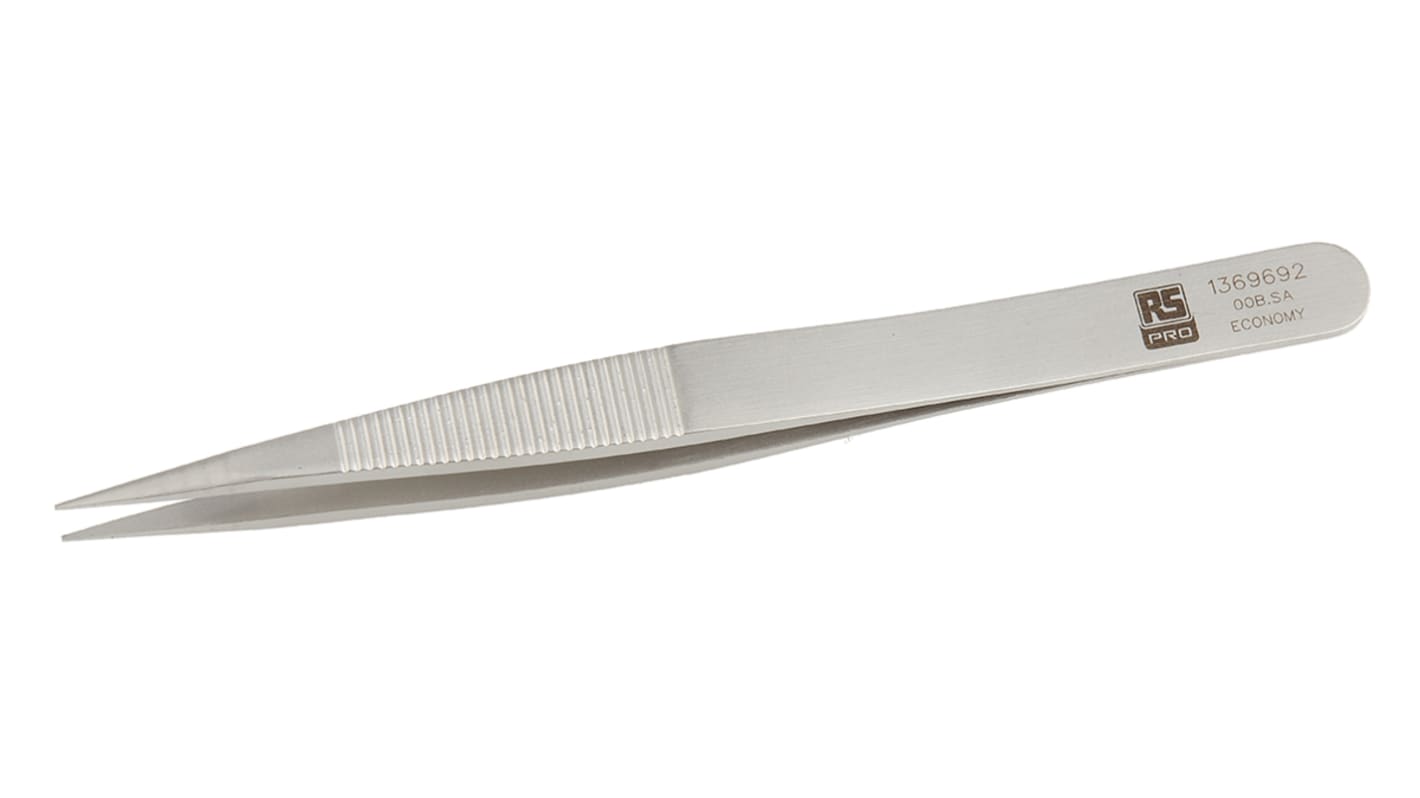 Brucelles RS PRO 00B.SA pointe plate en inox, L. 120 mm