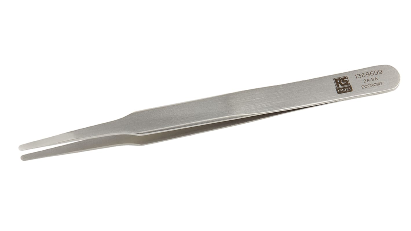 RS PRO 120 mm, Stainless Steel, Tweezers