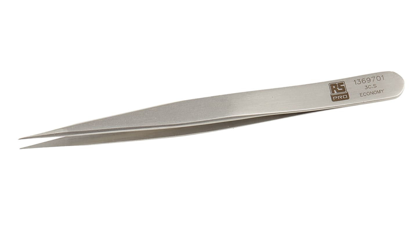 RS PRO 110 mm, Stainless Steel, Tweezers