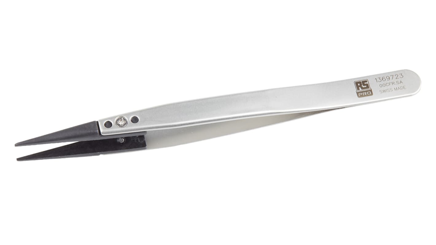 RS PRO 130 mm, Stainless Steel, Flat, ESD Tweezers