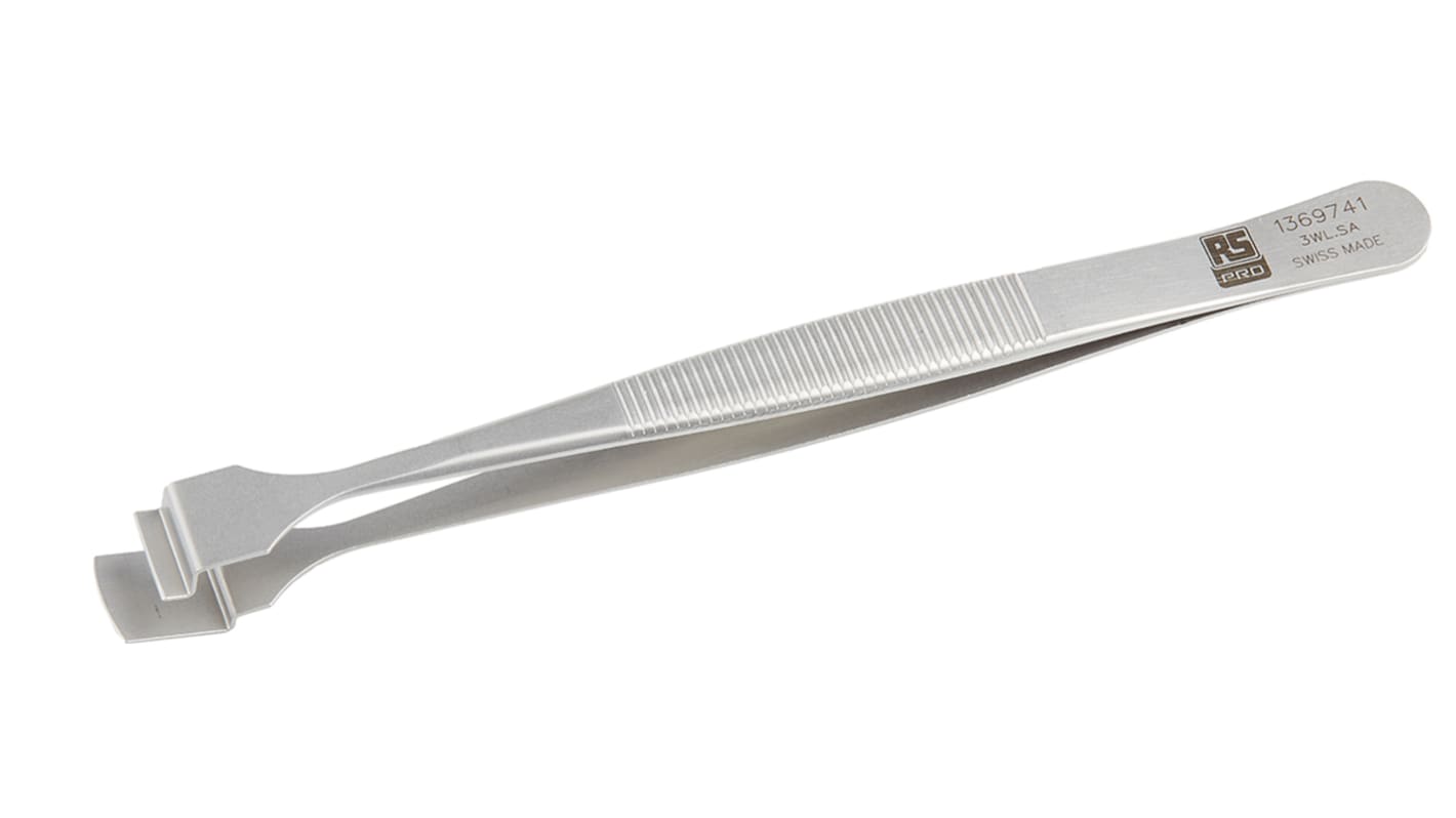 Brucelles RS PRO pointe Pastille en inox, L. 125 mm