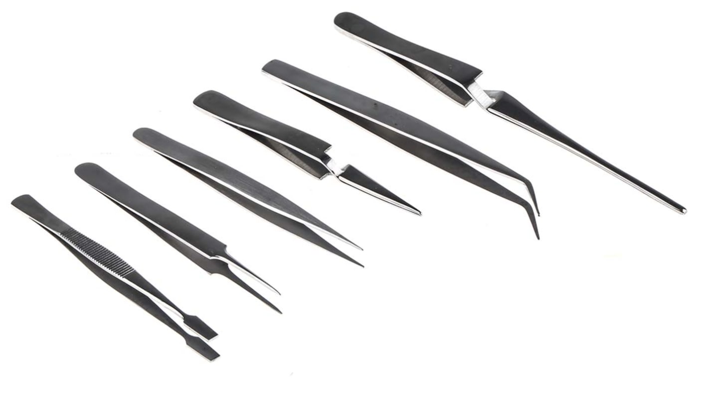 RS PRO Carbon Steel, Tweezer Set