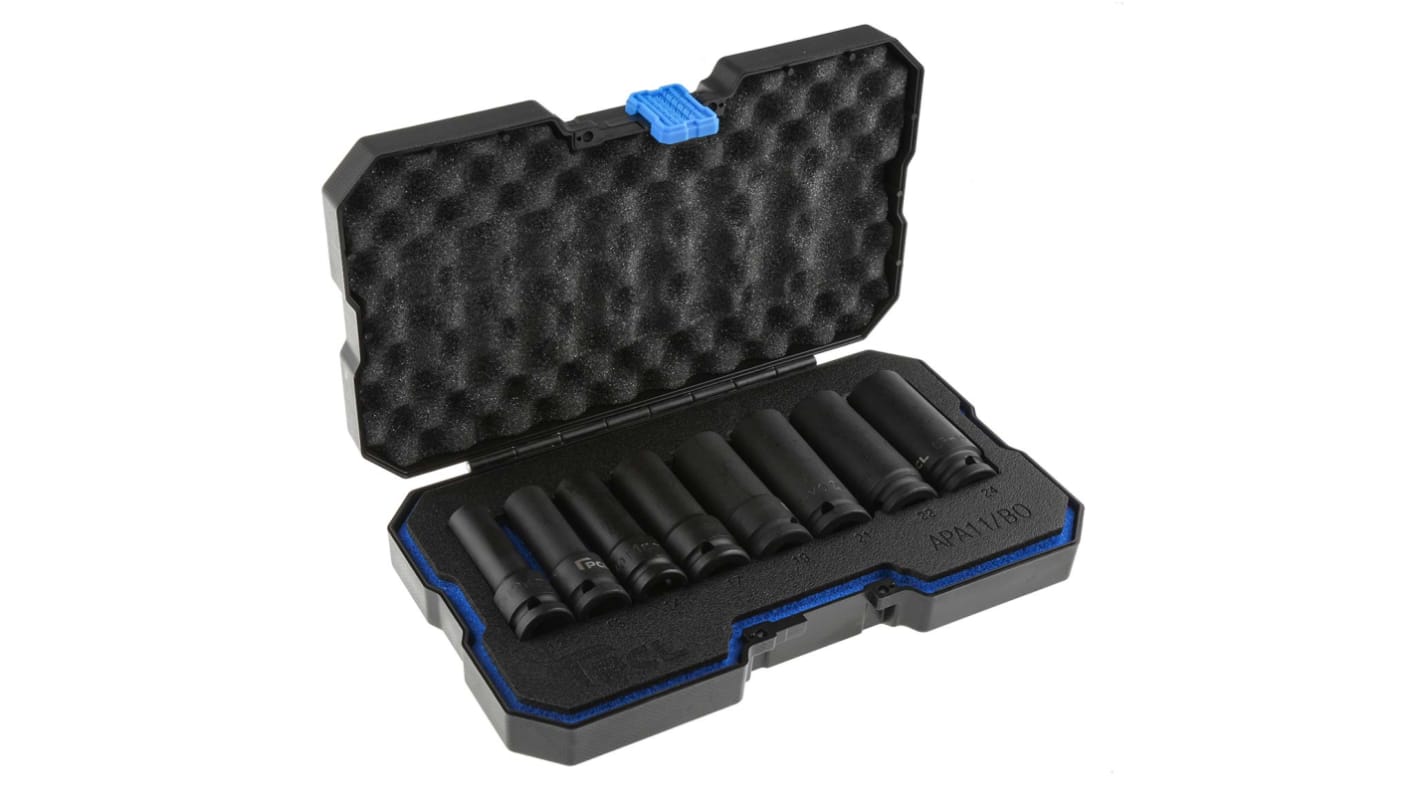 RS PRO 8-Piece Metric 1/2 in Deep Impact Socket Set , 6 point