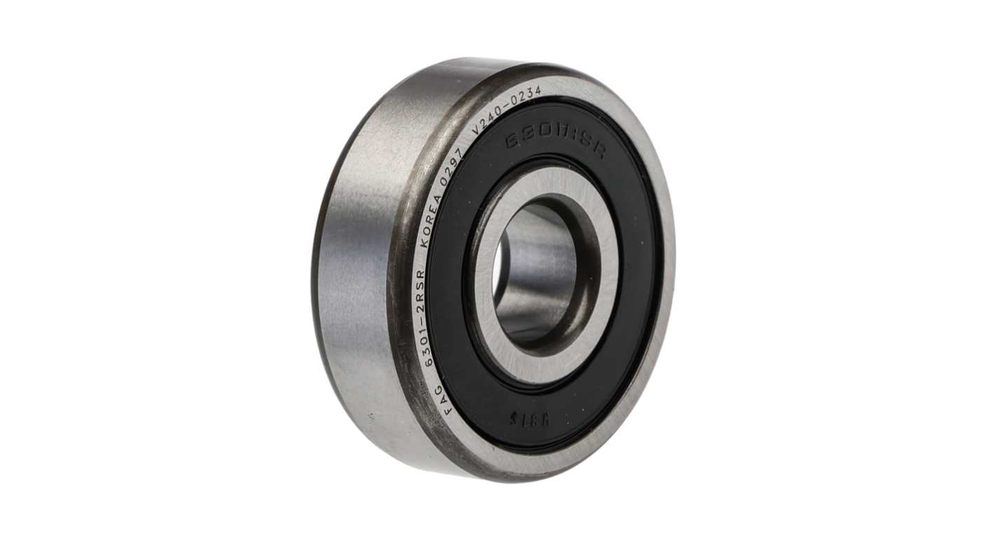 FAG 6301-2RSR Single Row Deep Groove Ball Bearing- Both Sides Sealed ...
