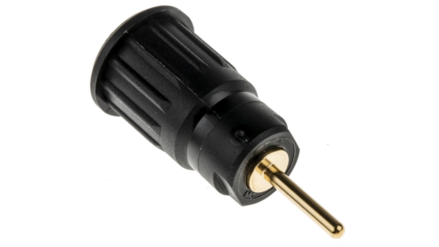 Conector banana hembra Hembra, 24A, 1000V, Contacto Oro, Negro