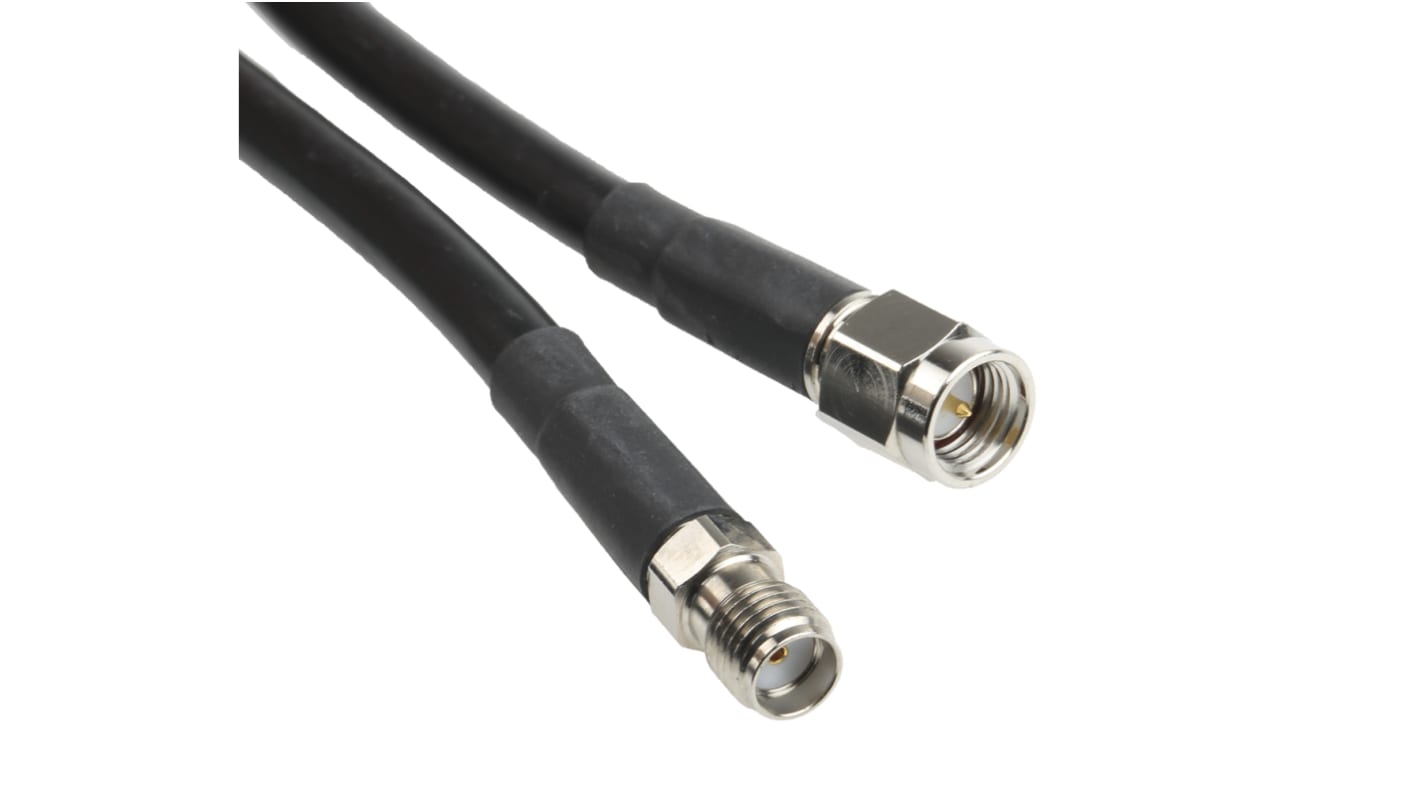 Cable coaxial LLC200A Siretta, 50 Ω, con. A: SMA, Macho, con. B: SMA, Hembra, long. 20m, funda de PVC Negro