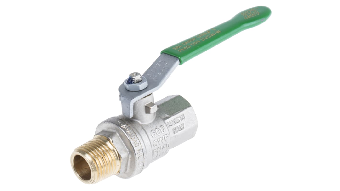 RS PRO Brass Full Bore, 2 Way, Ball Valve, BSPP 1/2in