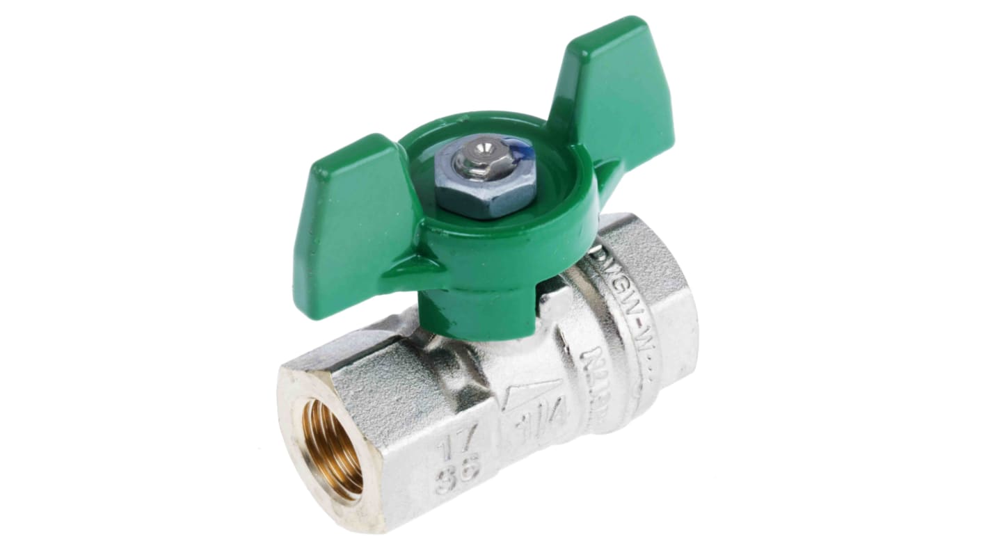 RS PRO Brass Full Bore, 2 Way, Ball Valve, BSPP 1/4in