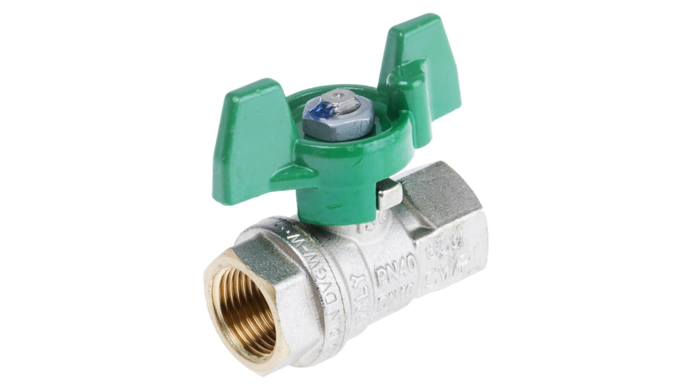 RS PRO Brass Full Bore, 2 Way, Ball Valve, BSPP 3/8in