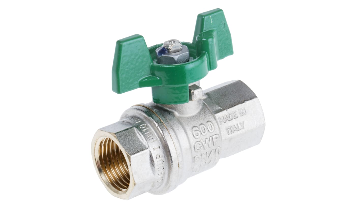 RS PRO Brass Full Bore, 2 Way, Ball Valve, BSPP 1/2in