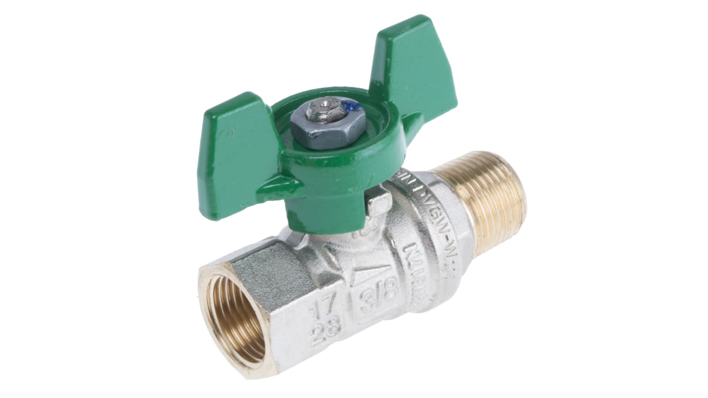 RS PRO Brass Full Bore, 2 Way, Ball Valve, BSPP 9.53mm