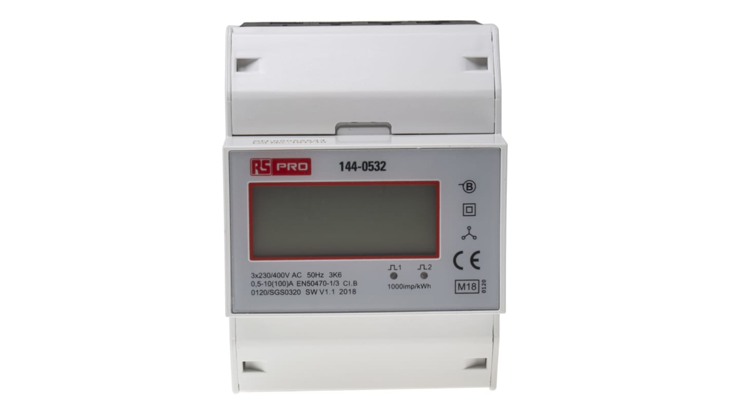 RS PRO 3 Phase LCD Energy Meter