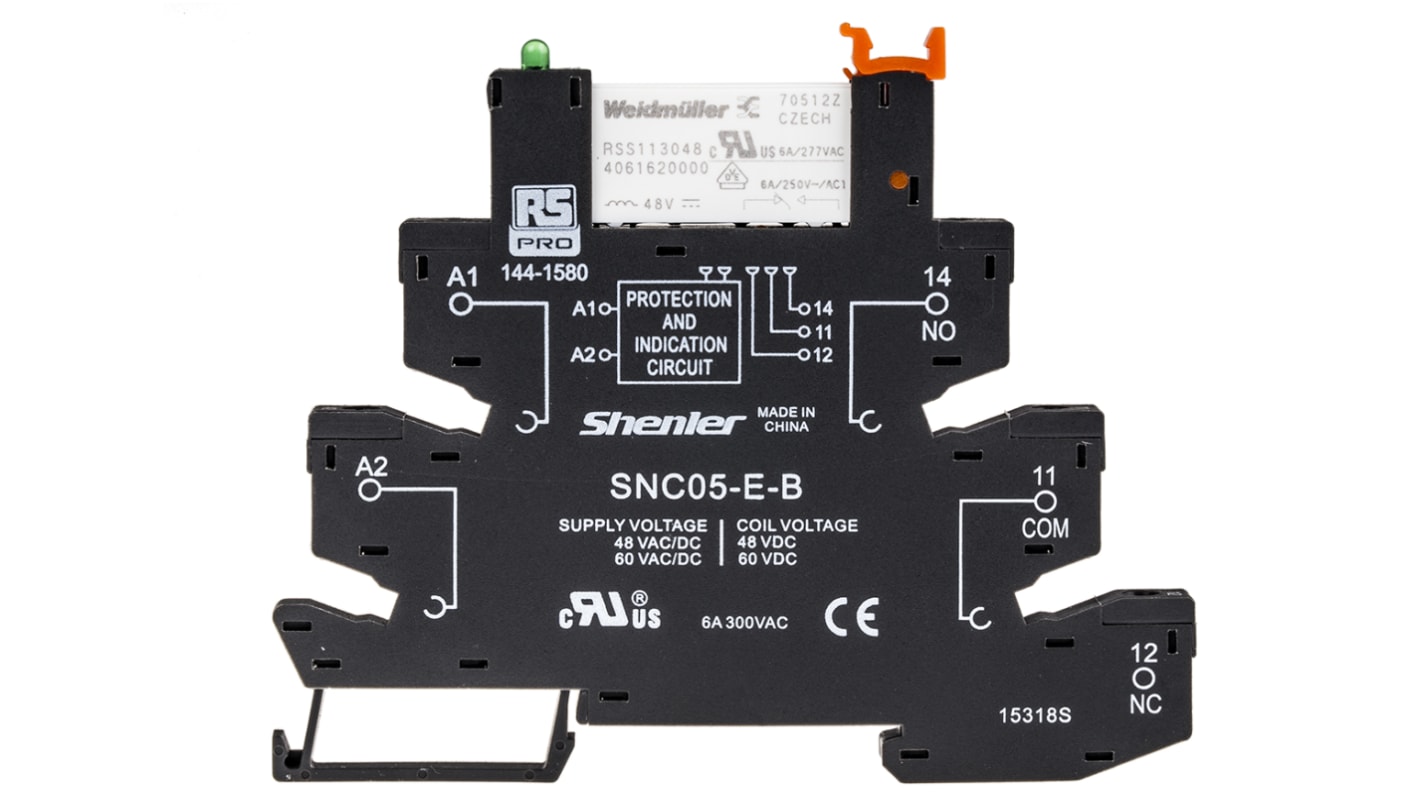 Relais d'interface RS PRO, 48V c.a. / V c.c., 1 RT, montage Rail DIN