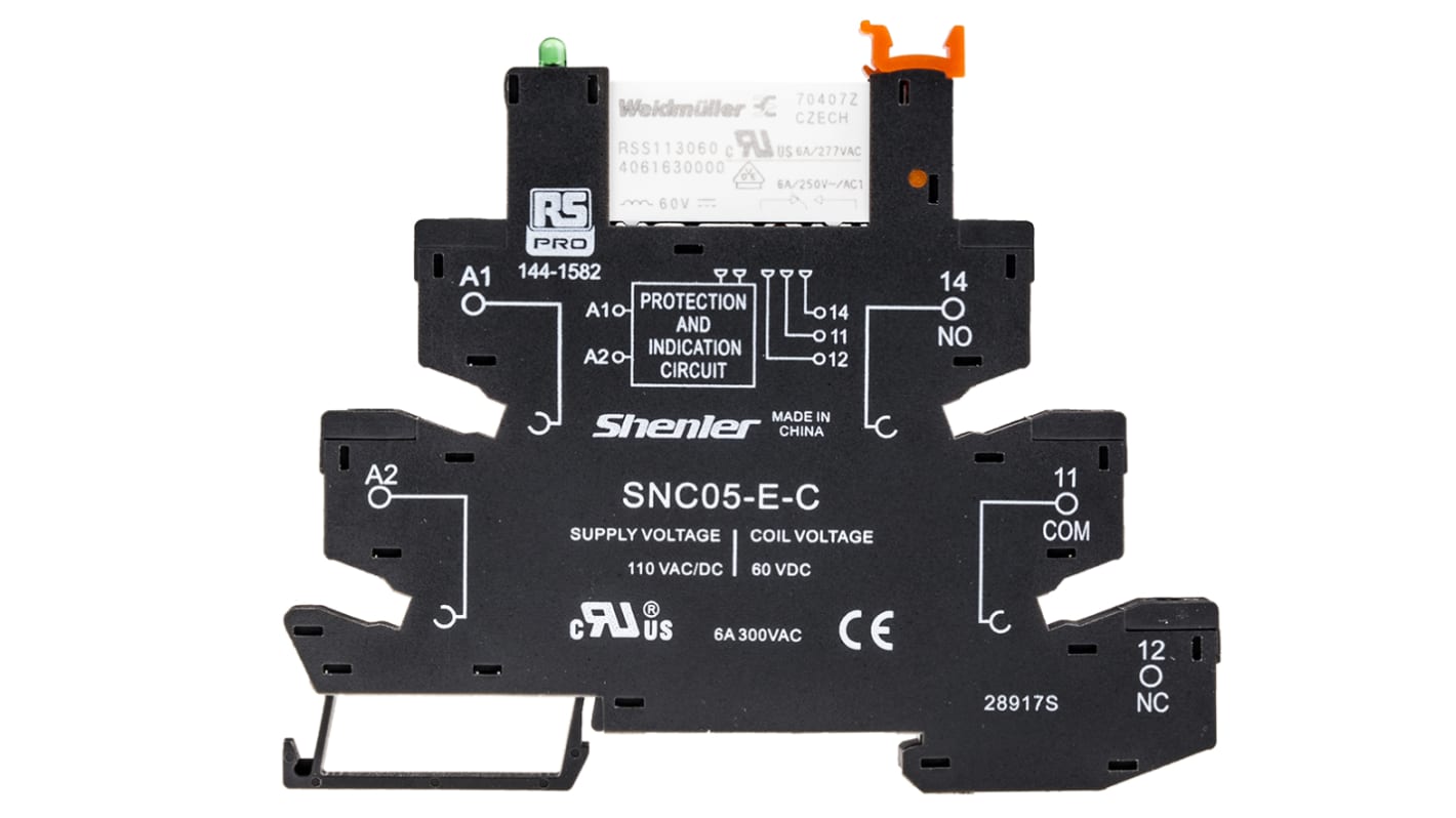 Relais d'interface RS PRO, 110V c.a., 1 RT, montage Rail DIN