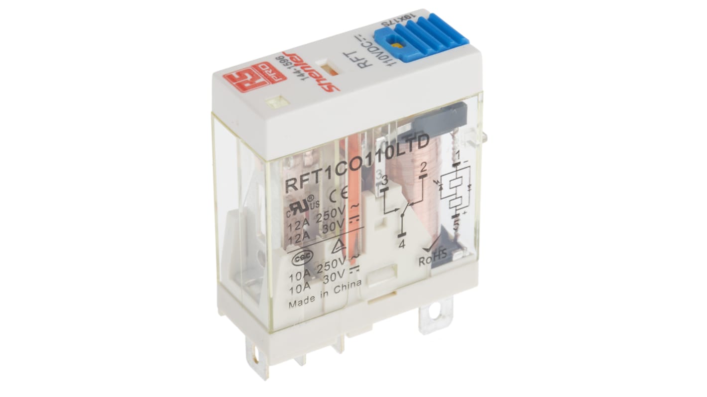 RS PRO Plug In Power Relay, 110V dc Coil, 10A Switching Current, SPDT