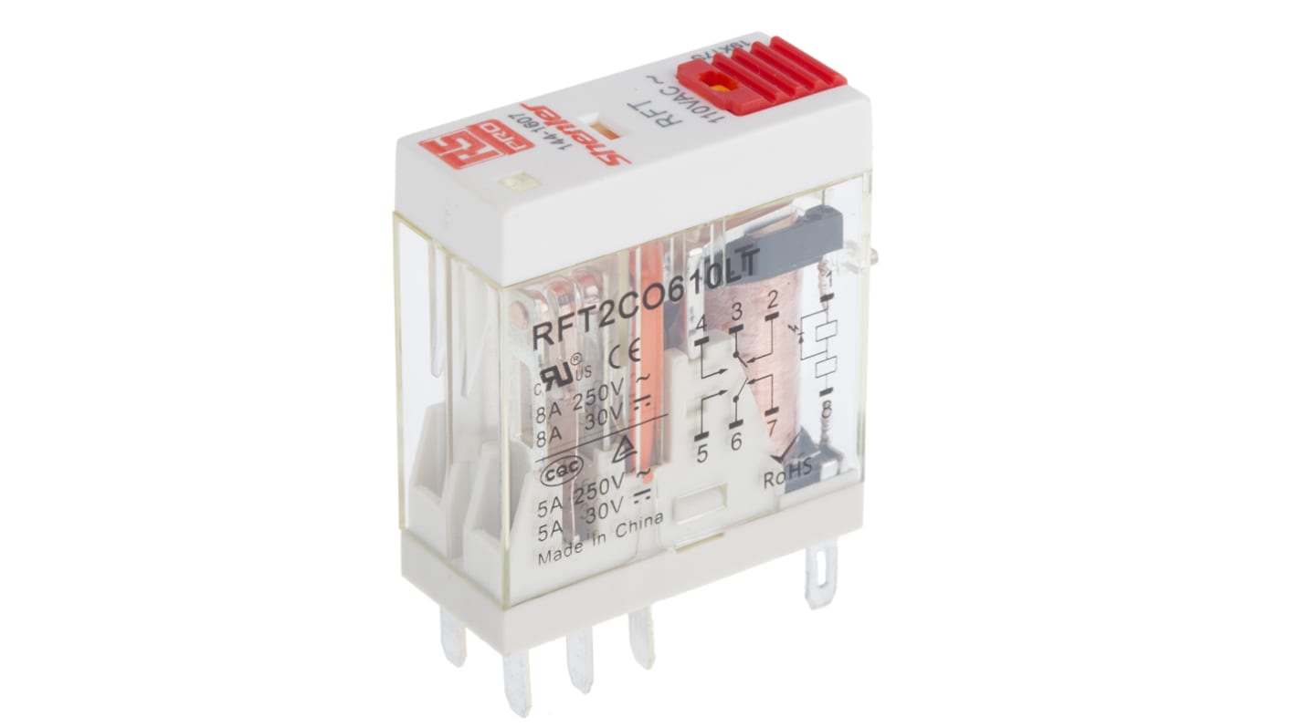 RS PRO Plug In Power Relay, 110V ac Coil, 8A Switching Current, DPDT