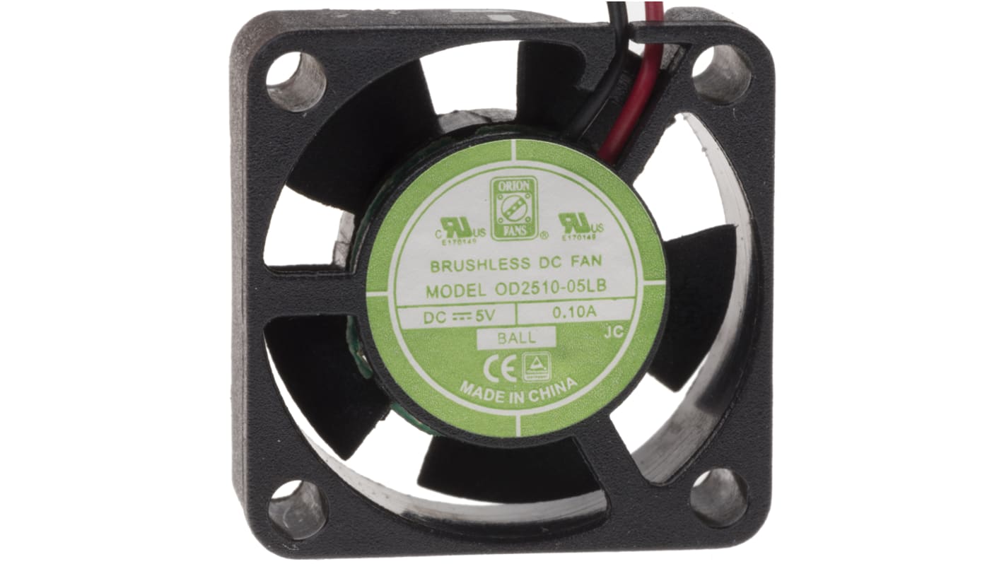 Ventilador Axial RS PRO de 25 x 25 x 10mm, 5 V dc, 500mW, 8000rpm, caudal 3.1m³/h, 18dB, salida Tacómetro