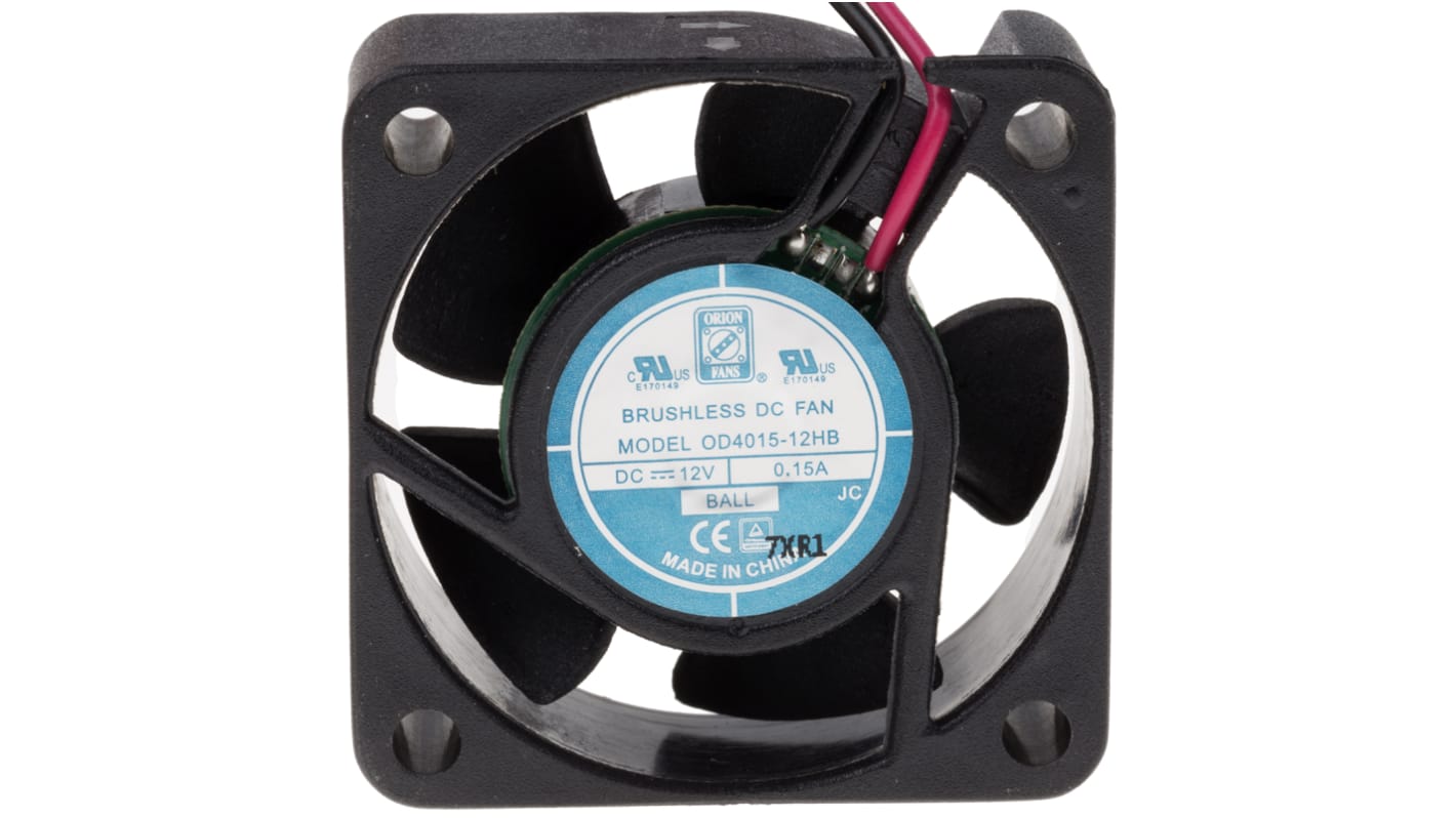 RS PRO Axial Fan, 12 V dc, DC Operation, 14.4m³/h, 1.8W, 110mA Max, IP55, 40 x 40 x 15mm