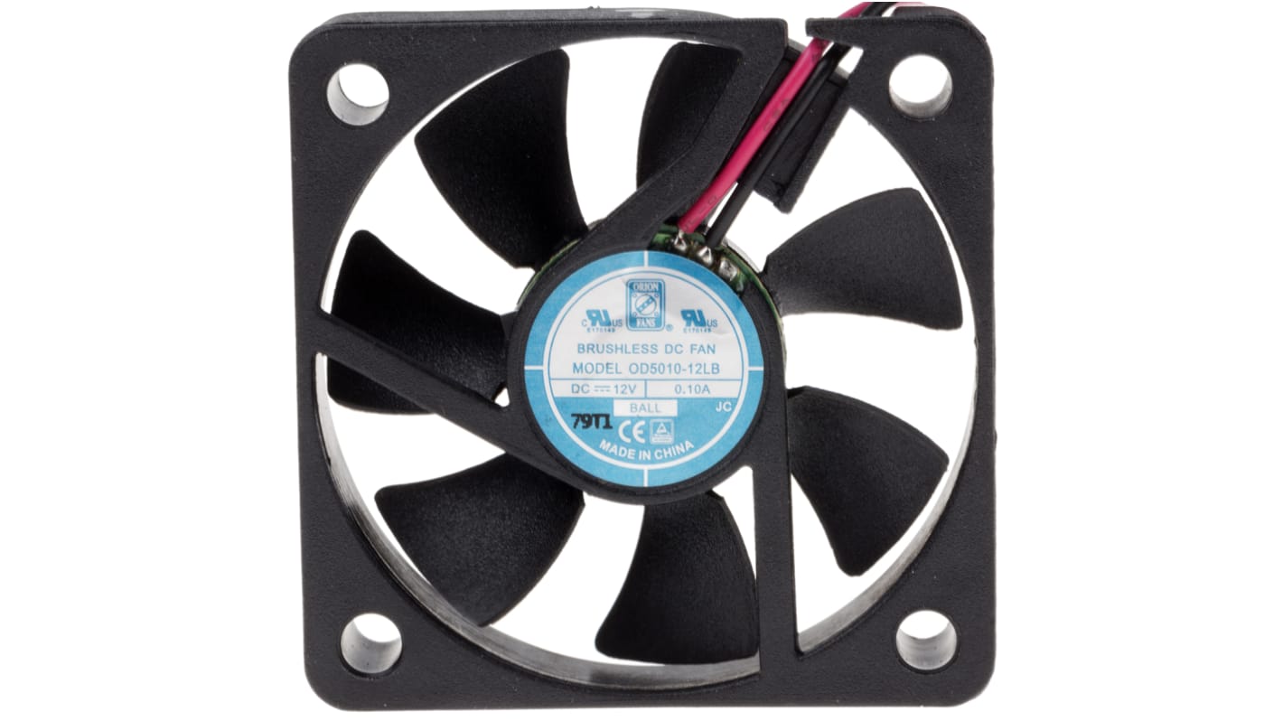 RS PRO Axial Fan, 12 V dc, DC Operation, 15.3m³/h, 960mW, 80mA Max, 50 x 50 x 10mm