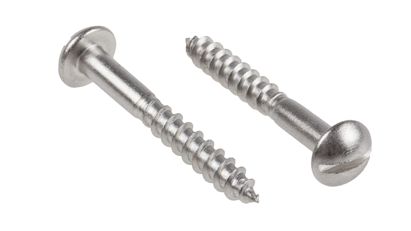 Vite per legno Rotonda in Acciaio inox RS PRO 30mm, filettatura 4mm, guida Scanalatura