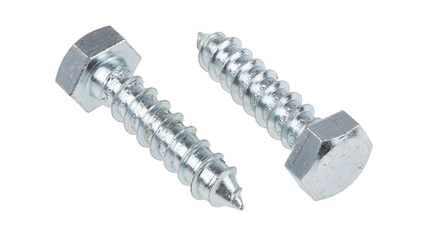 RS PRO Hex Coach Screw, Steel Bright Zinc Plated, 12mm x 50mm