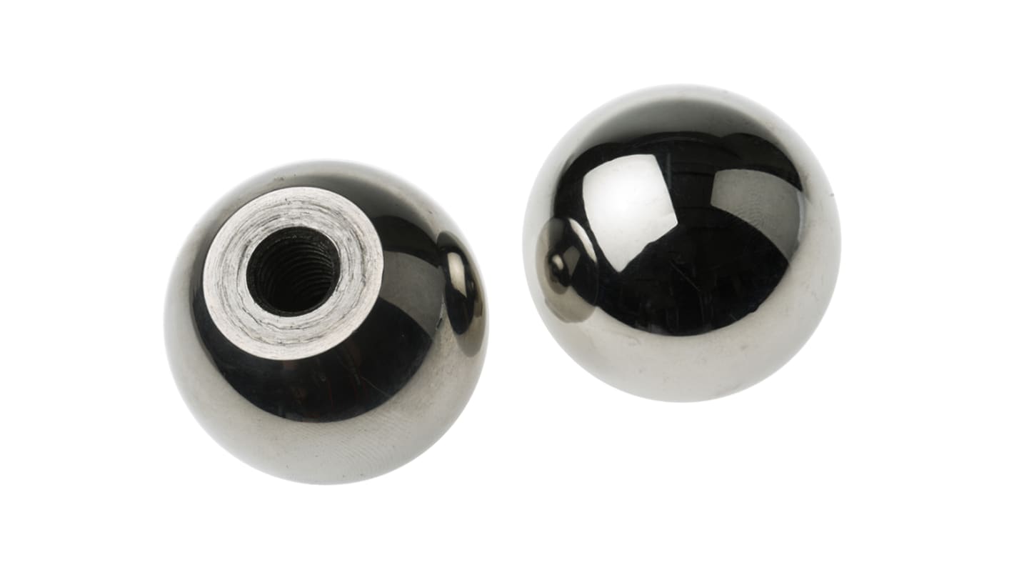 RS PRO Silver Ball Clamping Knob, M10, Threaded Hole