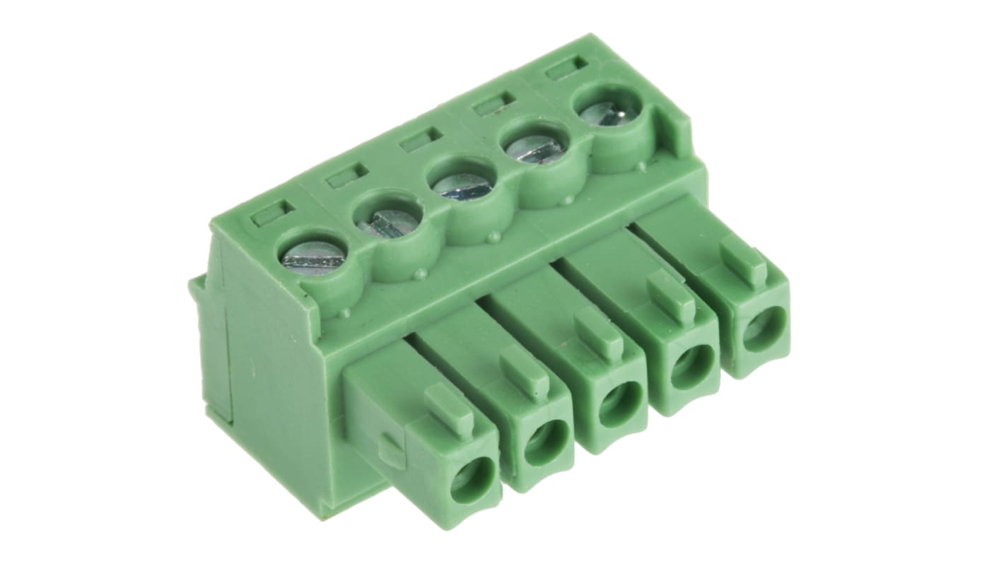 RS PRO 3.5mm Pitch 5 Way Pluggable Terminal Block, Plug, Through Hole, Screw Termination