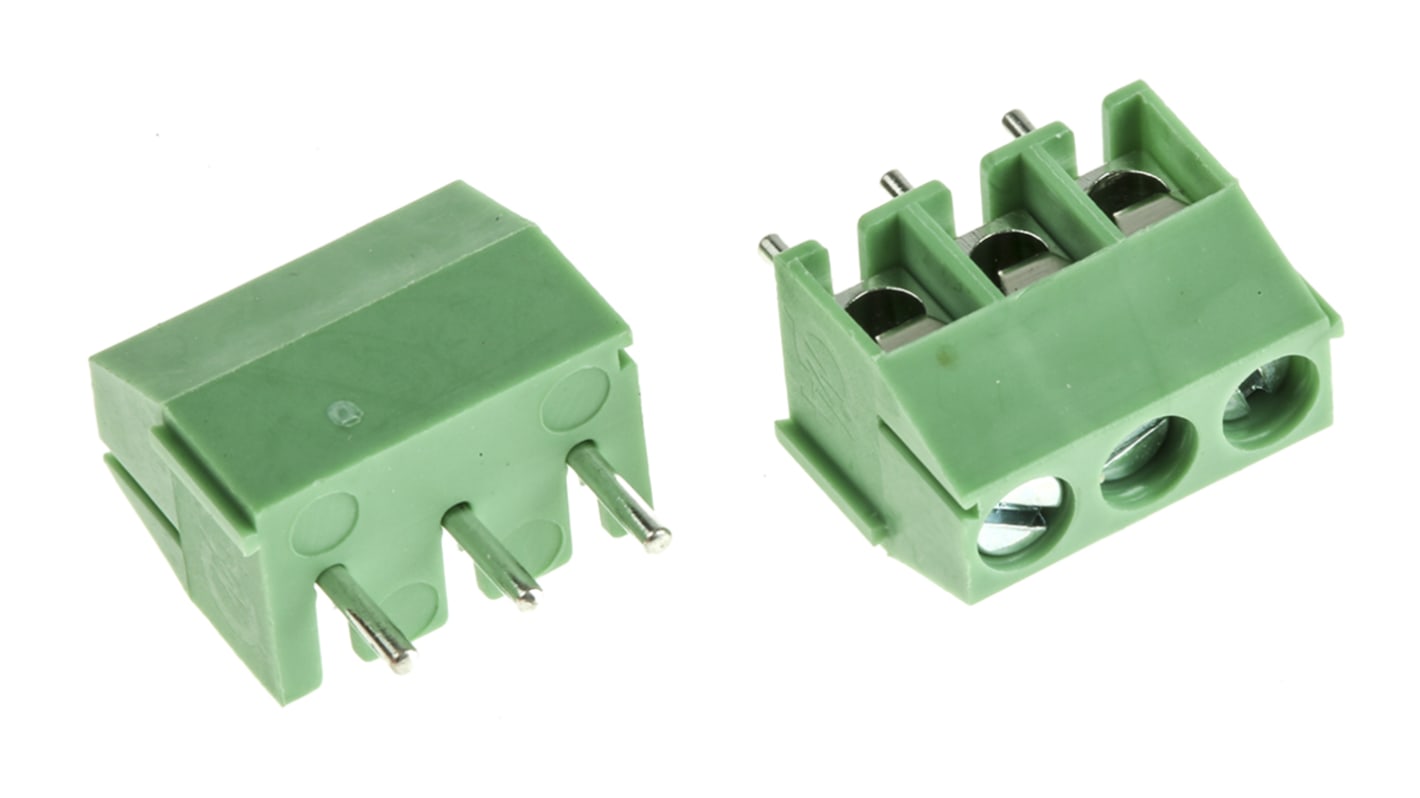 RS PRO PCB Terminal Block, 3-Contact, 3.5mm Pitch, Through Hole Mount, 1-Row, Screw Termination